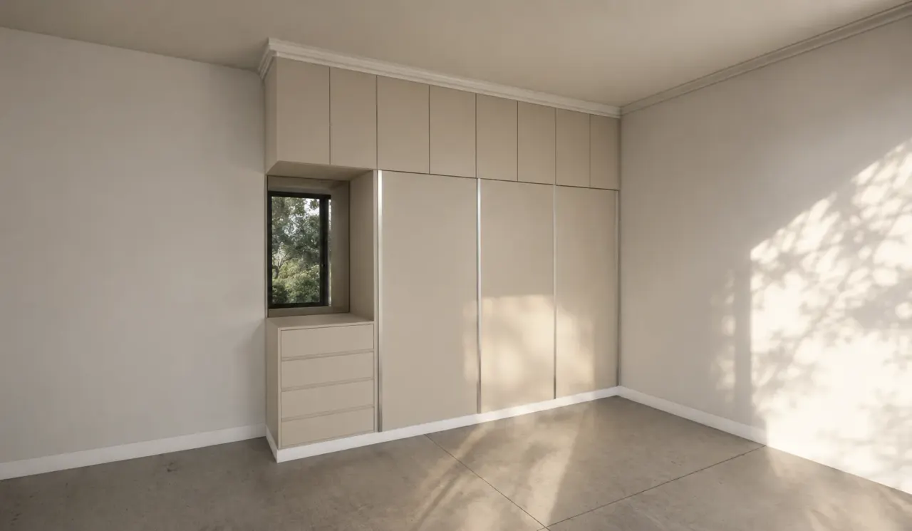 Built-in wardrobe around a window 1